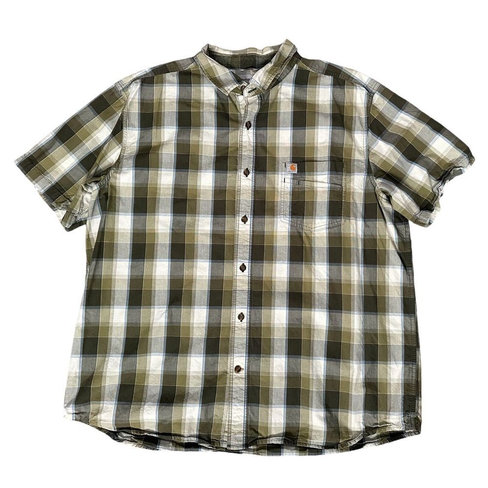 Carhartt Plaid Men's Rugged Outdoor Wear Long Sleeve Button Down Shirt -Lot Of 2 - Picture 9 of 16